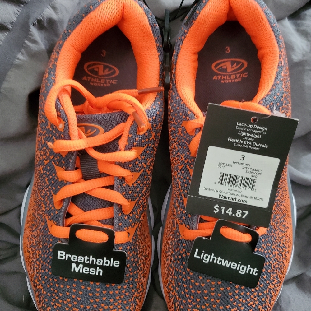 Boy's size 3 Orange and Gray Sneakers